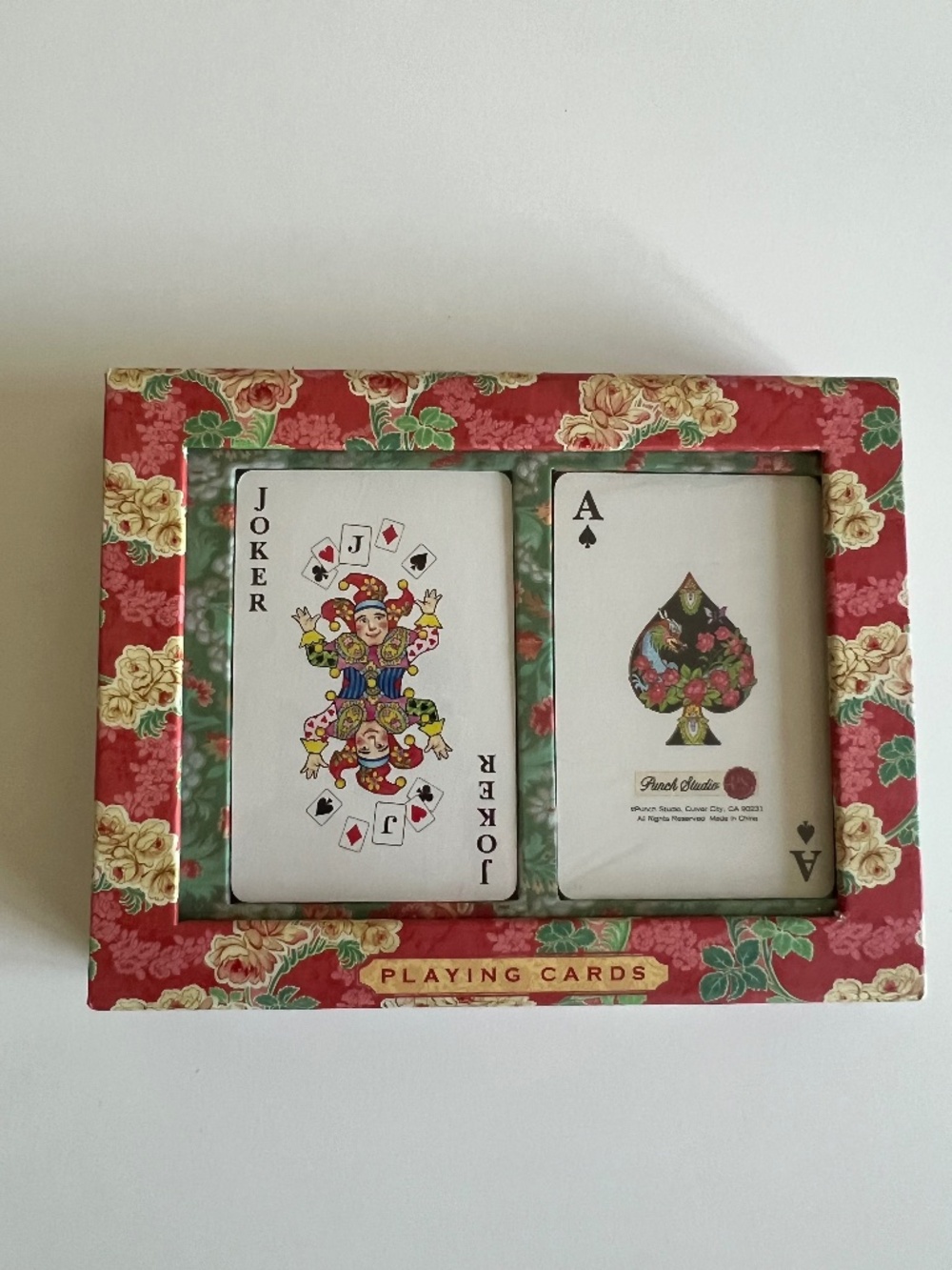 NIB Punch Studio Vintage Floral Double Deck Playing Card Set in Keepsake Box